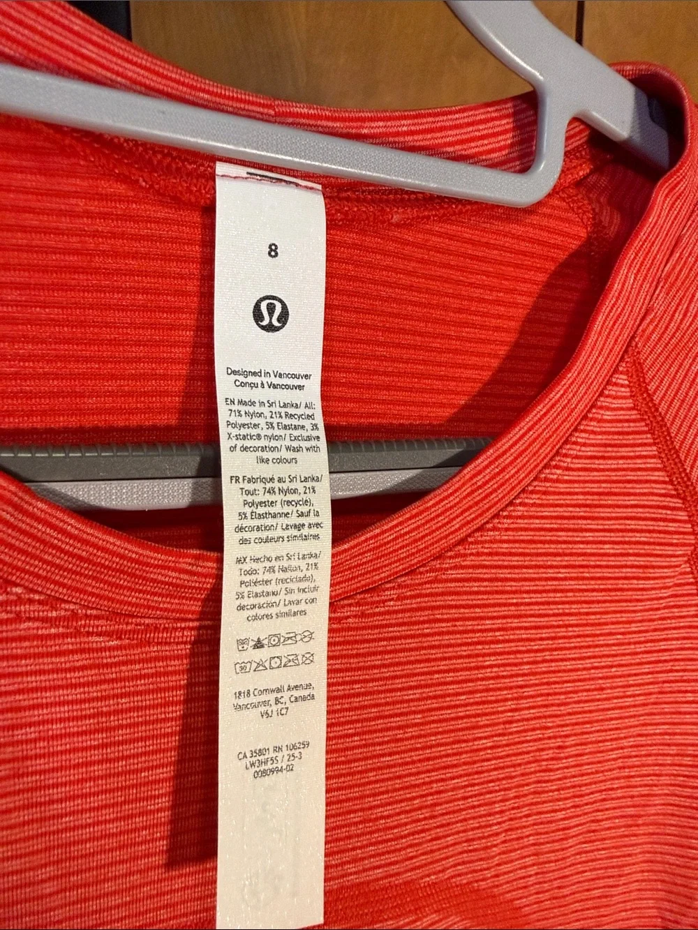 Lululemon Swiftly Tech Long Sleeve 2.0 Race Length Red Size 8 NWT